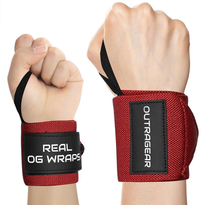OUTRAGEAR 18" OG-Grade Wrist Wraps for Weightlifting – Heavy Duty Wrist Support with Thumb Loop & Lockdown Strap – Wrist Straps for Powerlifting, Bench Press & Gym Training - Image 1